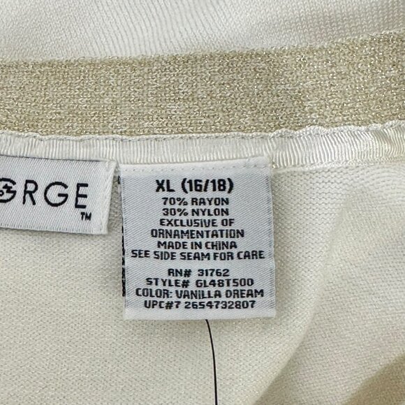 George Womens XL(16-18) Button Up Cardigan Sweater Vanilla Dream With Bow Detail - Picture 4 of 13